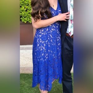 Lulus One Wish Royal Blue Lace Midi Dress